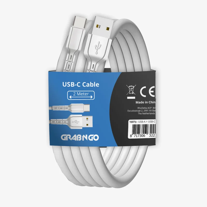 GRAB N GO USB naar USB-C kabel 2 m · wit