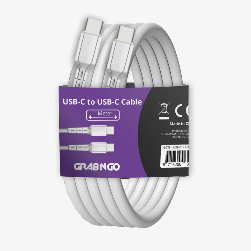GRAB N GO USB-C naar USB-C kabel 1 m · wit