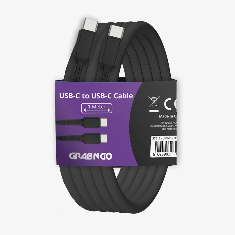 GRAB N GO USB-C naar USB-C kabel 1 m · zwart