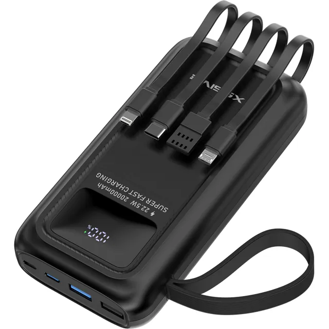 Xssive Powerbank 20.000 mAh met 4 kabels