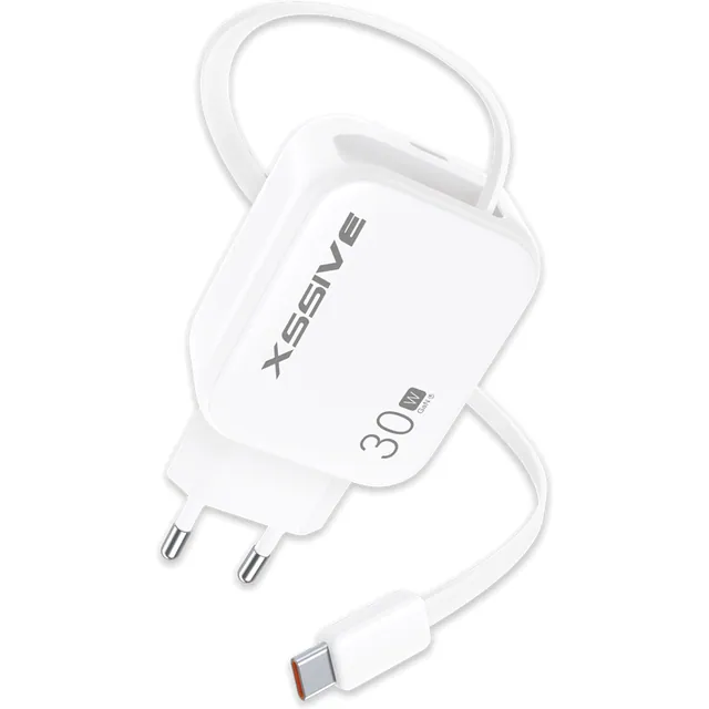 Xssive 30W lader met uittrekbare USB-C kabel