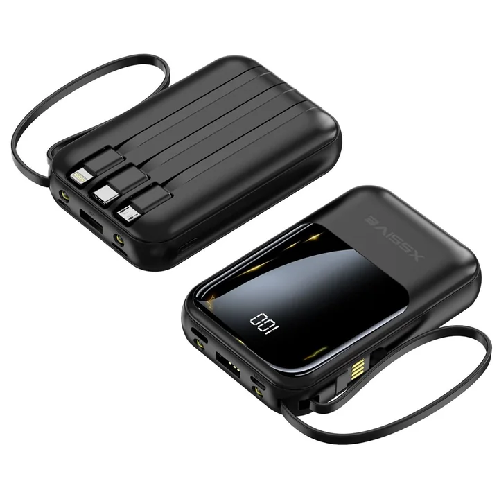 Xssive Powerbank 10.000 mAh met 4 kabels